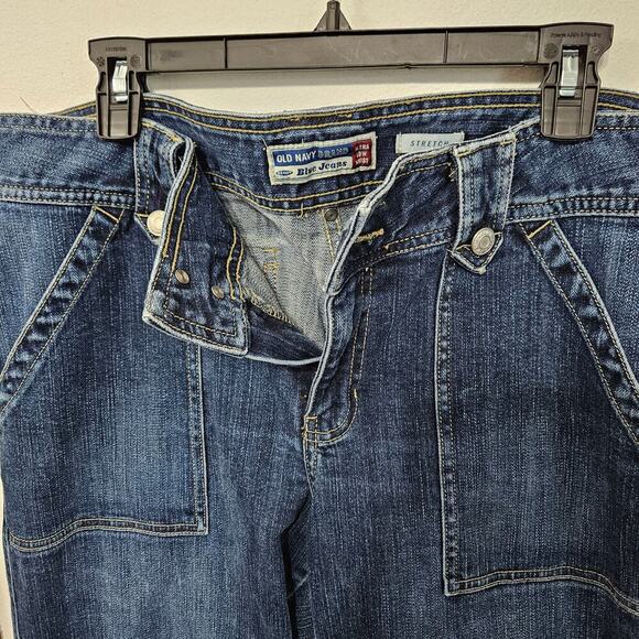 VNTG Y2K 2004 Old Navy Blue Jeans Ultra Low Waist Bootcut Denim Cargo Sz 16 XL - Picture 6 of 8
